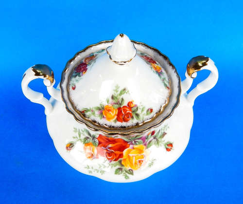 Royal Albert " PACIFIC ROSE " Two Handled Lidded Sugar Bowl - Made In England