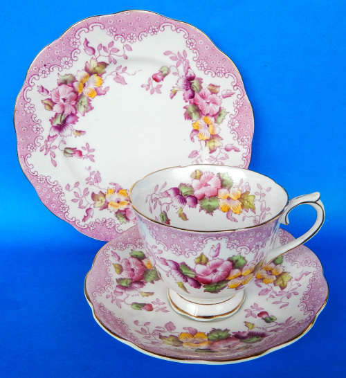 Royal Albert Rare " Lovelace PINK " Trio - Made In England