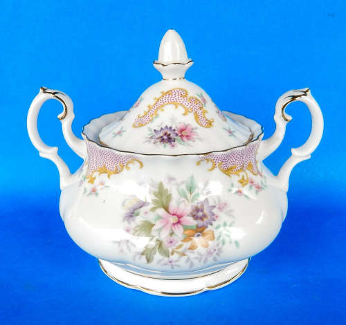 Royal Albert " SERENITY " Two Handled Lidded Sugar Bowl - Made In England