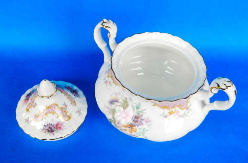 Royal Albert " SERENITY " Two Handled Lidded Sugar Bowl - Made In England