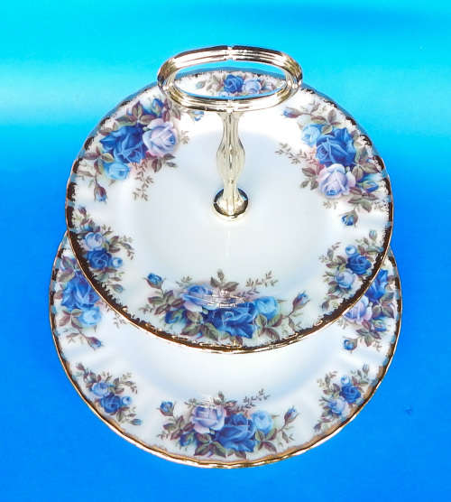 Royal Albert  " MOONLIGHT ROSE " 2 Tier Cake Stand - Made In England