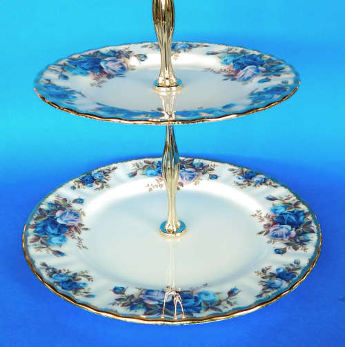 Royal Albert  " MOONLIGHT ROSE " 2 Tier Cake Stand - Made In England