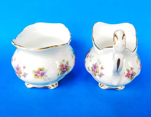 Royal Albert  " VIOLETTA "  Creamer/Milk Jug And Sugar Bowl - Victoria Shape - Made In England