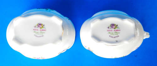Royal Albert  " VIOLETTA "  Creamer/Milk Jug And Sugar Bowl - Victoria Shape - Made In England