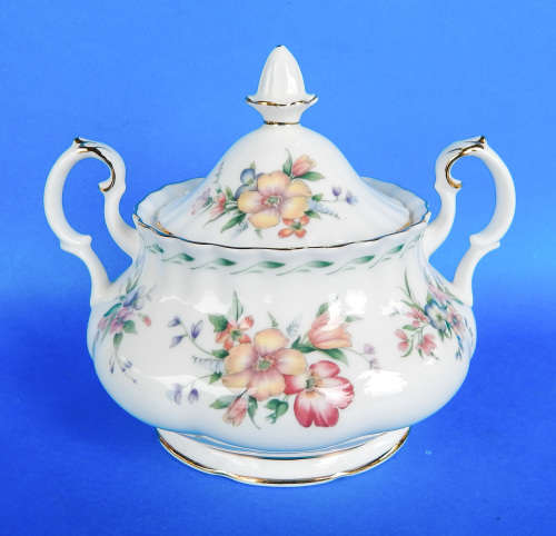 Royal Albert " CONSTANCE " Two Handled Lidded Sugar Bowl - Made In England