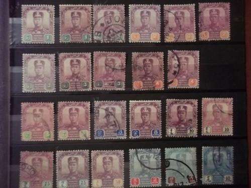 MALAYA - JOHORE PART SETS - 1904/1911. INCLUDING 2/4 AND 10 DOLLAR STAMPS