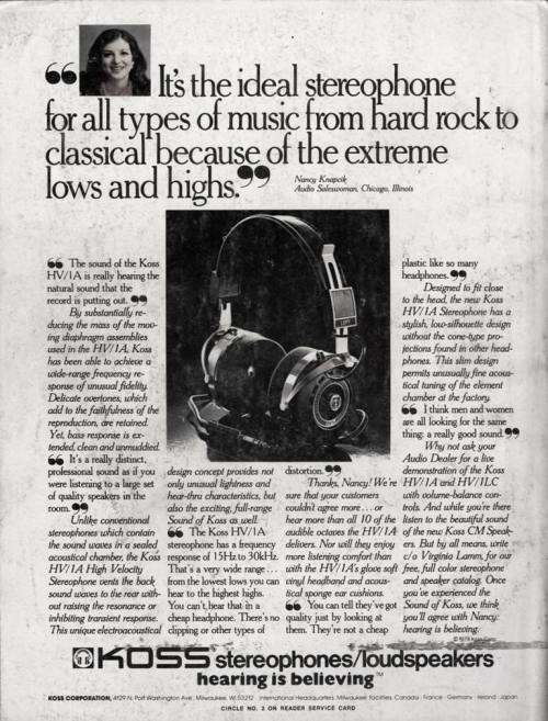 Vintage Koss HV1 High Velocity Stereophone