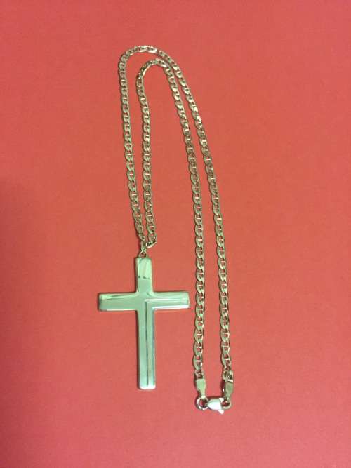HEAVY SOLID 9CT GOLD CHAIN & CROSS!!!
