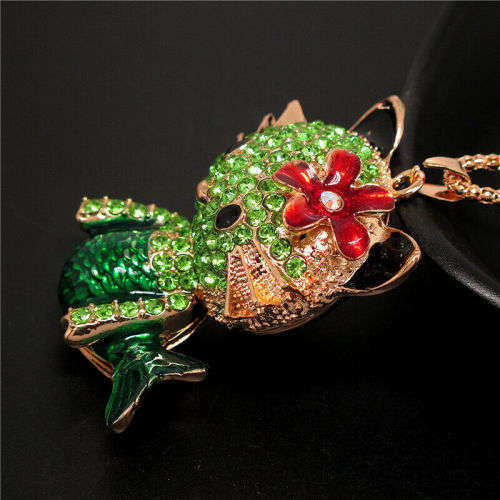 CUTE MERMAID KITTY ENAMEL /RHINESTONE NECKLACE