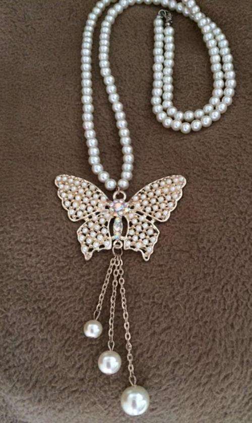 *** PEARL BUTTERFLY NECKLACE ***