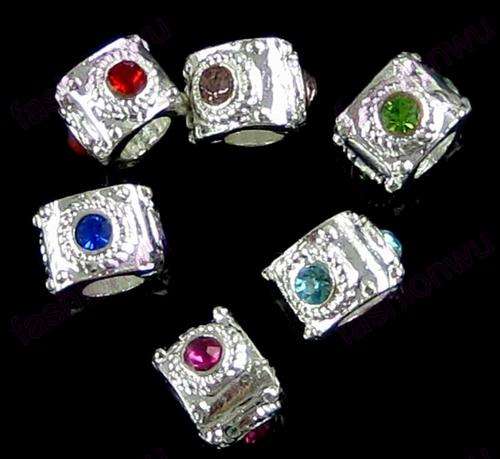 *** BEAUTIFUL TIBET SILVER RHINESTONE BEAD - FIT PANDORA ***