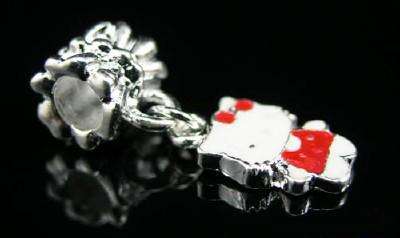 *** BEAUTIFUL TIBET SILVER HELLO KITTY DANGLE BEAD - FIT PANDORA ***