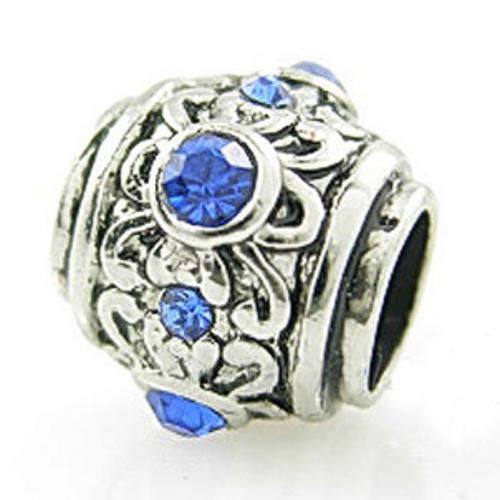 ***TIBET SILVER ANTIQUED FINISH - BLUE STONES BEAD ***