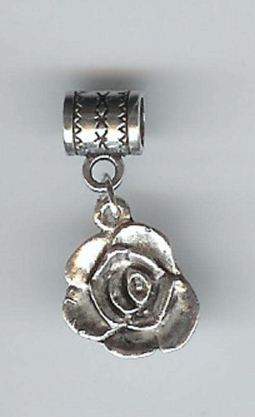 *** BEAUTIFUL TIBET SILVER ROSE DANGLE BEAD***
