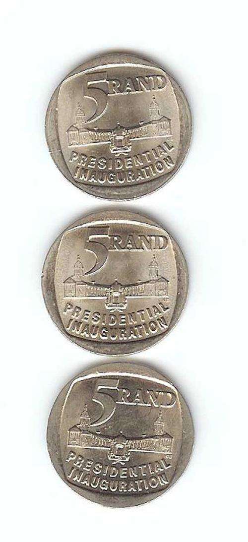 *** 3 x 1994 MANDELA INAUGURATION R5 COINS ***