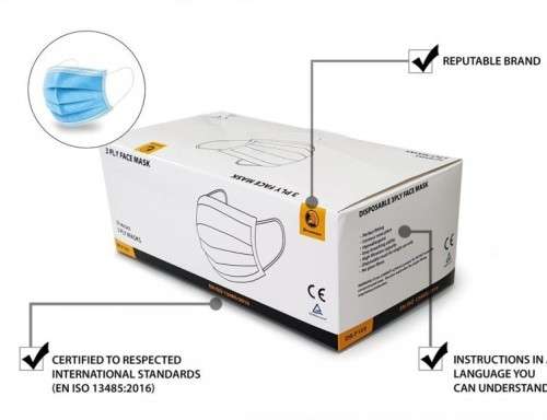 Dromex® 3-Ply Disposable Facemasks (50/Box)