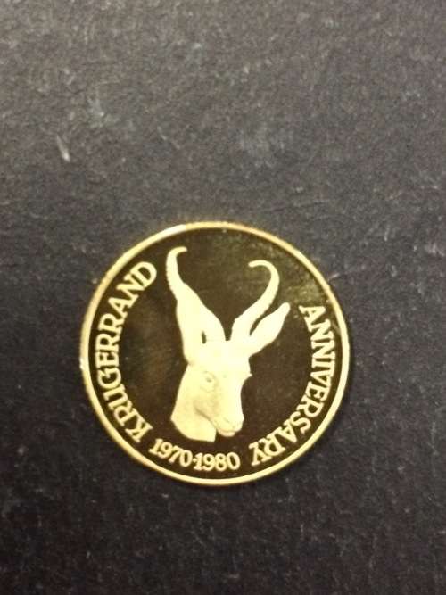 1970-1980 Anniversary Krugerrand 1/10 gold Limited Issue Medallion