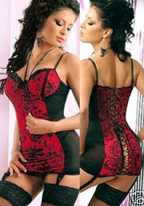 RED & BLACK GARTER BABYDOLL