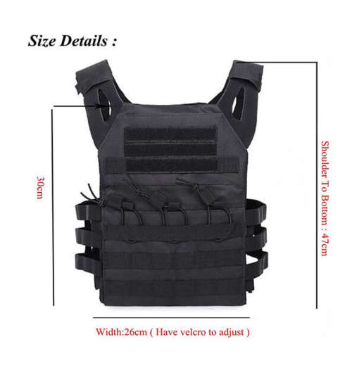 BURRAAQ TRADING PLA Bulletproof Tactical Vest - Front & Back Ballistic Plate  Pouches YJ-1