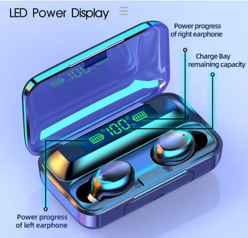 BURRAAQ TRADING F9 Bluetooth Wireless Earbuds - Stereo  Earbuds with Charging Box