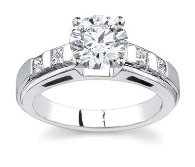 1.20Cts Round Cut Real & Natural Diamond Solitaire Wedding/Engagement Ring With White Accents