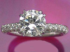 Certified 1.50Cts Round Cut Real & Natural Diamond Wedding/Engagement Ring With White Accents