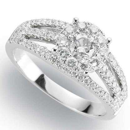 Certified 1.80Cts Round Cut Real & Natural Diamond Wedding/Engagement Ring With White Accents