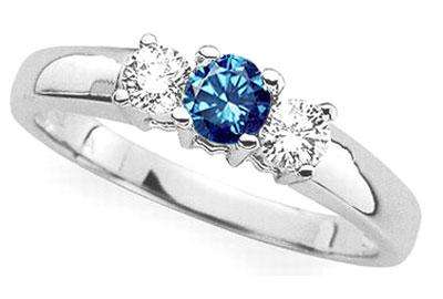 Certified 1.60Cts Round Cut Real & Natural Blue Diamond Wedding/Engagement Ring With White Accents