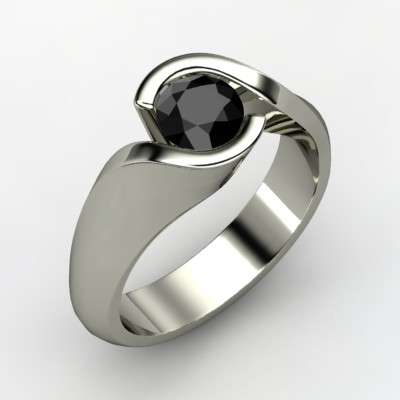 Certified 5.00Cts Round Cut Real & Natural Black Diamond Wedding/Engagement Ring With White Accents