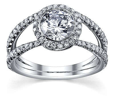 Certified 1.40Cts Round Cut Real & Natural Diamond Wedding/Engagement Ring With White Accents