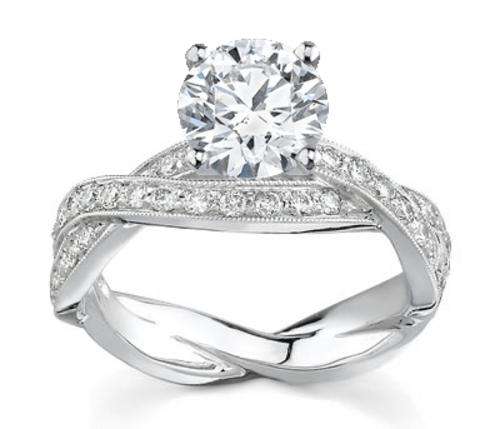 Certified 1.00Cts Round Cut Real & Natural Diamond Wedding/Engagement Ring With White Accents