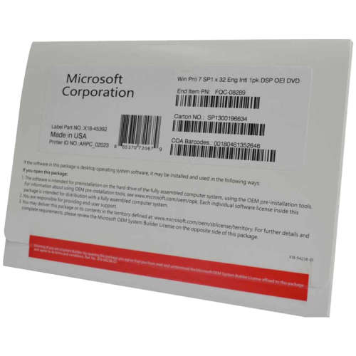 Windows 7 Professional X64 SP1 - Genuine MS Product