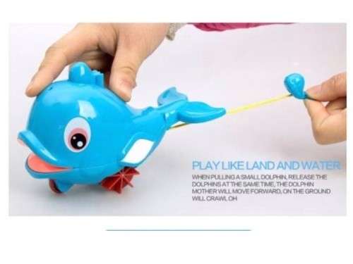 Cable with spring water dolphins playing in the water bath toy baby child
