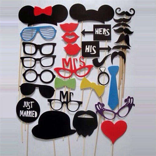 Photo Booth Prop Wedding Birthday Party On A Stick Mask 31 Pieces "Low Price"