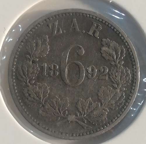 1892 ZAR SIXPENCE