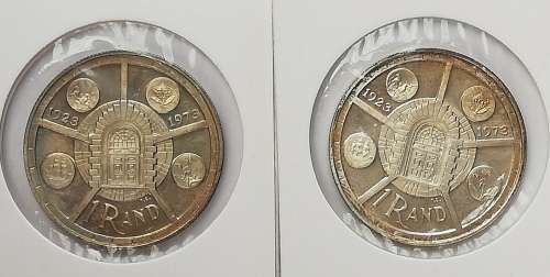 1974 R1 50th Anneversary-Pretoria Mint .800 Silver (two coins)