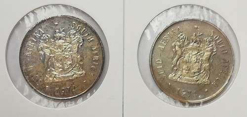 1974 R1 50th Anneversary-Pretoria Mint .800 Silver (two coins)
