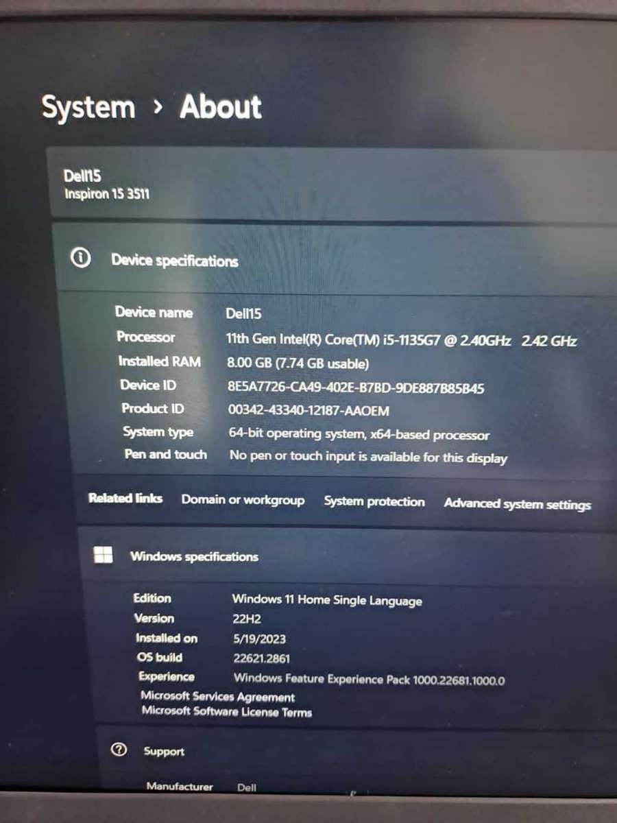 Dell inspirion 15 3511