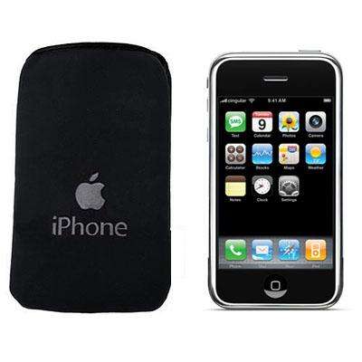 BLACK SUEDE IPHONE POUCH