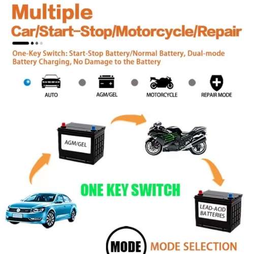 12V car and motorcycle battery repair charger