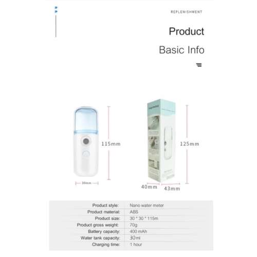 30ml Portable Hand Sprayer USB Rechargeable Humidifier Nano Humidifier