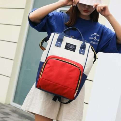 15 Inch Mommy Diaper Tote Backpack Large Capacity Waterproof With Hidden Pocket