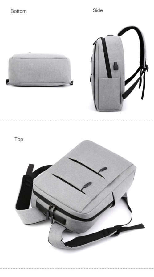 15 Inch Laptop Backpack Casual School Bag with External Charging USB Port + 2 Small Bags