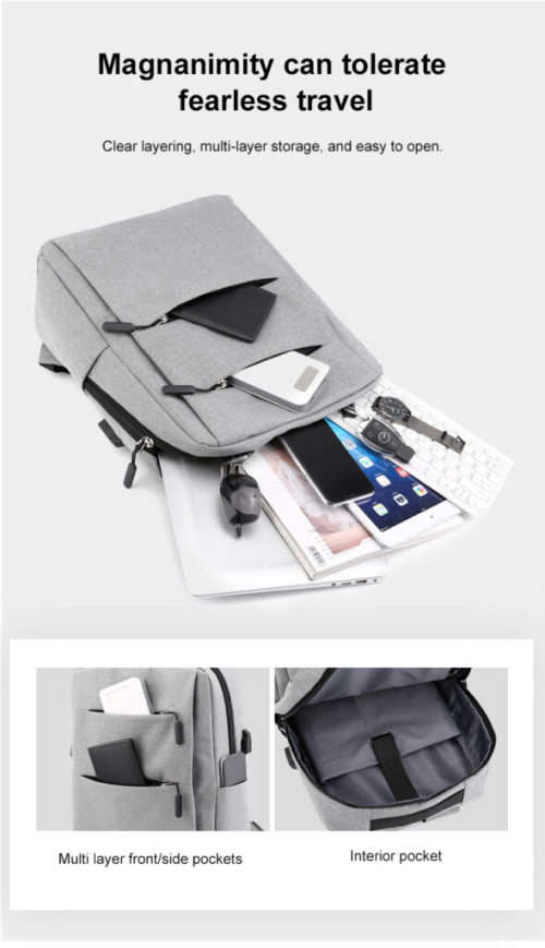 15 Inch Laptop Backpack Casual School Bag with External Charging USB Port + 2 Small Bags