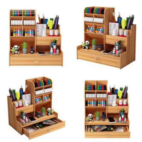 Multifunctional Wooden Locker Pen Holder Stationery Storage Box