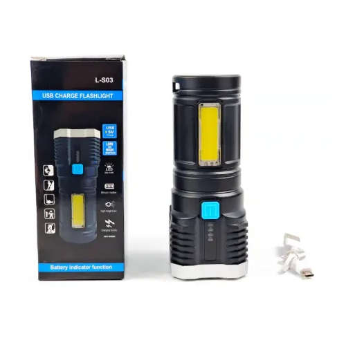 LED 4 Core USB Strong Light Long Shot Super Bright Flashlight Search Light