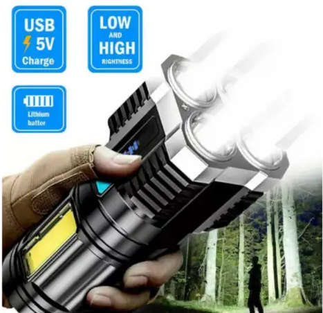 LED 4 Core USB Strong Light Long Shot Super Bright Flashlight Search Light