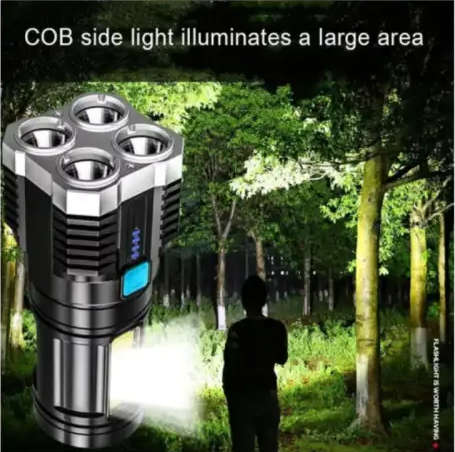 LED 4 Core USB Strong Light Long Shot Super Bright Flashlight Search Light