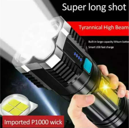 LED 4 Core USB Strong Light Long Shot Super Bright Flashlight Search Light