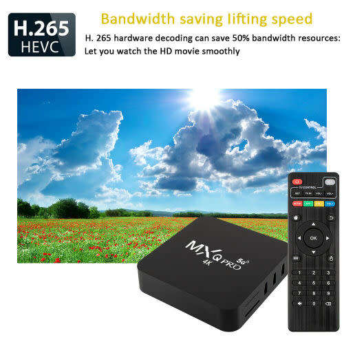 MXQ Pro 4K Ultra HD 64 Bit Wifi Android 7.1 Quad Core Smart TV Set Top Box Media Player